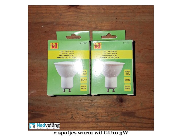 6 spotjes warm wit gu10 220v-3w (doos t) - afbeelding 1 van  3