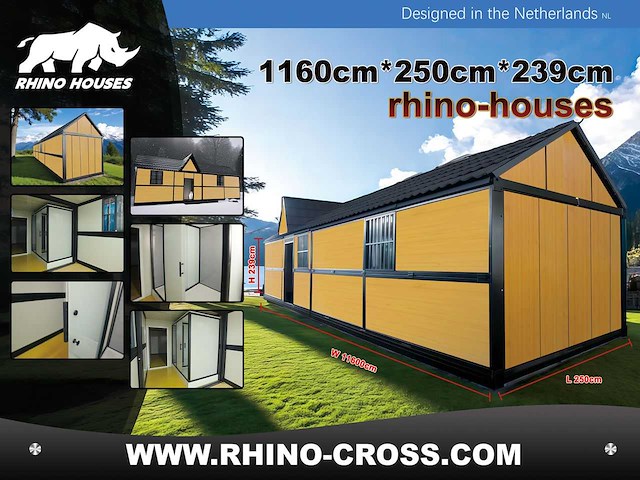 6 stuks rhino-houses 1160x250x239 cm 29 m2 mobiele woonunit / tiny house (6x) - afbeelding 23 van  42