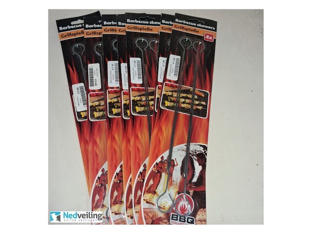 6 verpakkingen bbq spiezen metaal 4 per pak - afbeelding 3 van  3