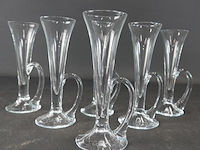 6 vintage kelkglazen gebogen handvat, ook wel "clarinet" of trompetglazen genoemd - afbeelding 2 van  5