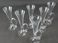 6 vintage kelkglazen gebogen handvat, ook wel "clarinet" of trompetglazen genoemd - afbeelding 3 van  5