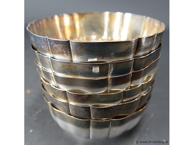 6 wmf verzilverde nestbare schalen - afbeelding 4 van  5