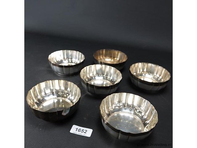 6 wmf verzilverde nestbare schalen - afbeelding 1 van  5