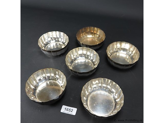 6 wmf verzilverde nestbare schalen - afbeelding 3 van  5