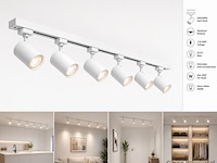 6 x 1-fase railverlichting set – 2 meter – wit – inclusief 6 x gu10 railspots - afbeelding 2 van  5