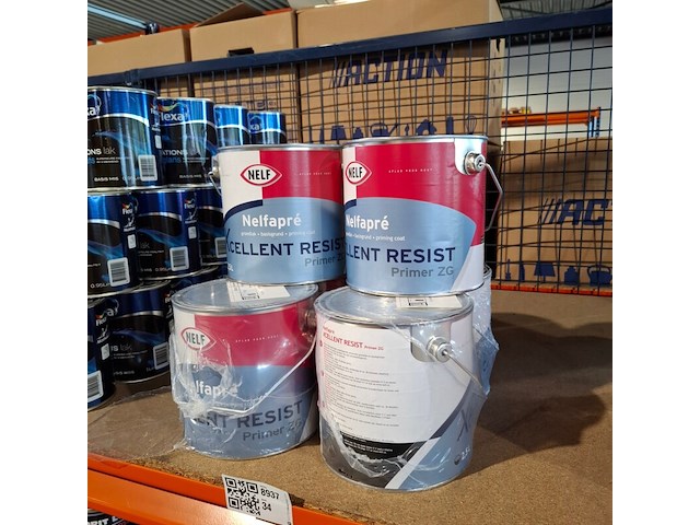 6 x 2,5 liter aqua primer satin, nelf, wit - afbeelding 1 van  5