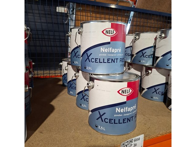 6 x 2,5 liter aqua primer satin, nelf, wit - afbeelding 1 van  5