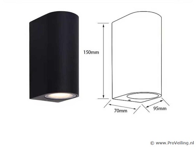 6 x buiten wandlamp – gu10 – dubbele lichtuitgang – ip65 – zwart - afbeelding 3 van  5