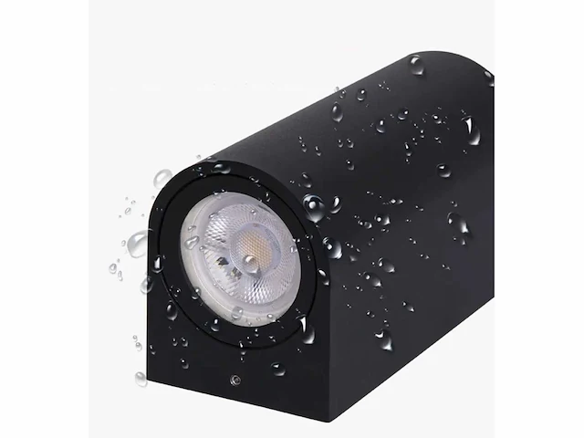 6 x buiten wandlamp – gu10 – dubbele lichtuitgang – ip65 – zwart - afbeelding 6 van  15