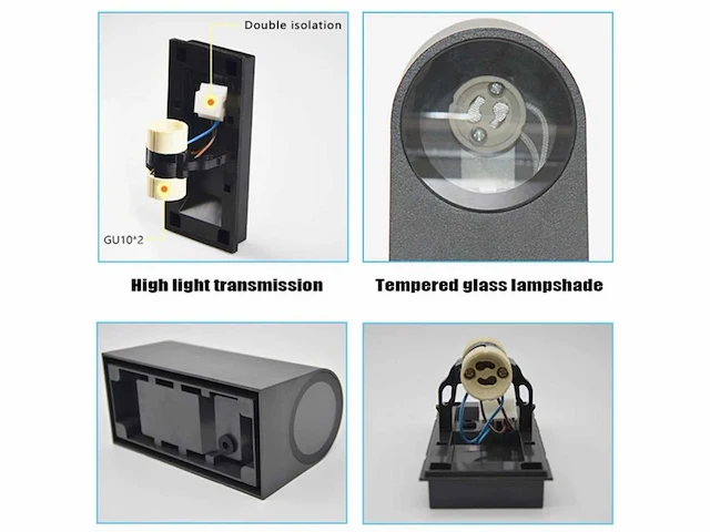 6 x buiten wandlamp – gu10 – dubbele lichtuitgang – ip65 – zwart - afbeelding 7 van  15