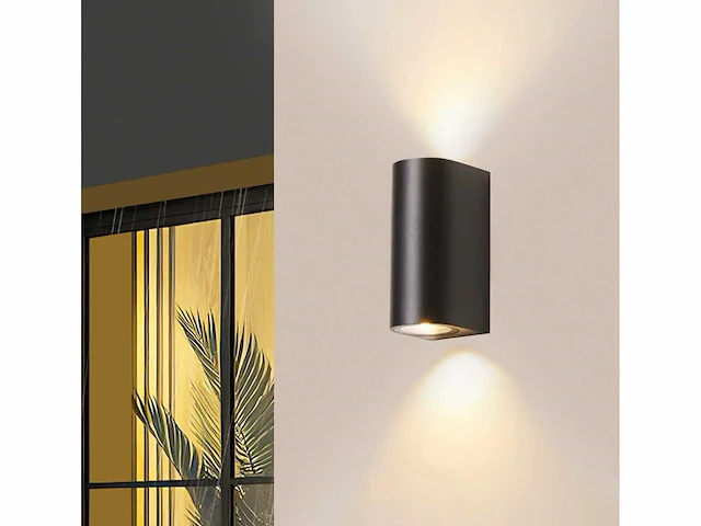 6 x buiten wandlamp – gu10 – dubbele lichtuitgang – ip65 – zwart - afbeelding 8 van  15