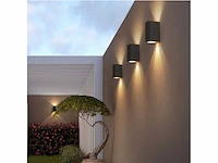 6 x buiten wandlamp – gu10 – rechthoek – dubbele lichtuitgang – ip65 – zwart - afbeelding 2 van  12