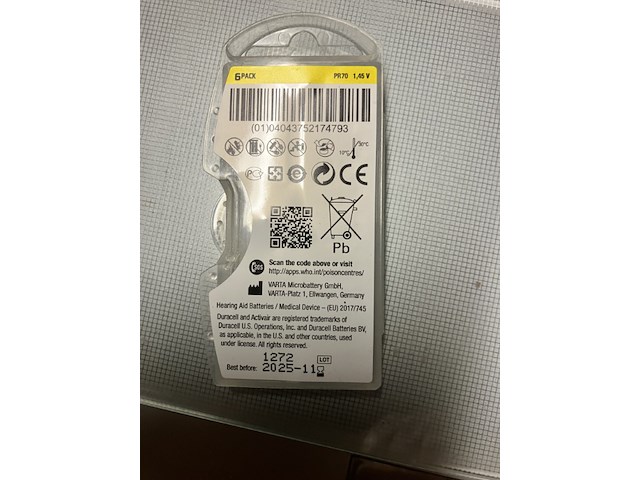 6 x doosje gehoorapparaat batterijen geel , 6 stuks in een doosje - afbeelding 3 van  9