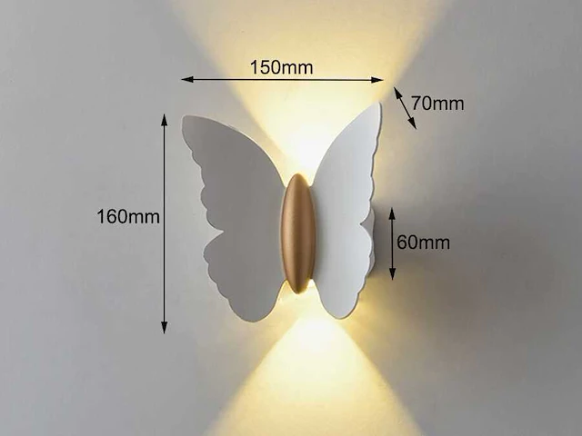 6 x farfala wandlamp wit goud - afbeelding 3 van  6