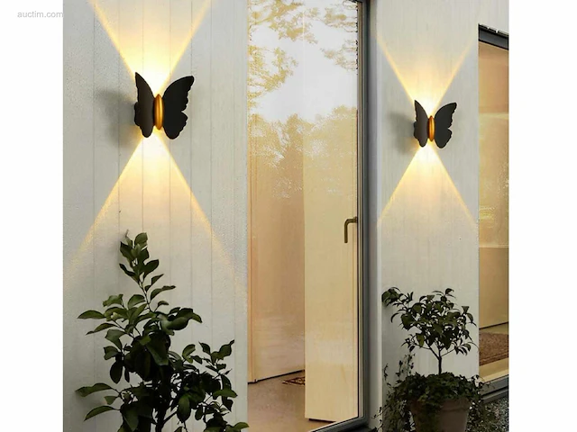 6 x farfala wandlamp zwart goud - afbeelding 4 van  7