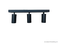6 x gu10 opbouwspot armatuur – 3 draaibare spots – ip20 – zwart - afbeelding 2 van  4