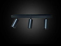 6 x gu10 opbouwspot armatuur – 3 draaibare spots – ip20 – zwart - afbeelding 3 van  4