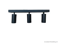 6 x gu10 opbouwspot armatuur – 3 draaibare spots – ip20 – zwart - afbeelding 2 van  4