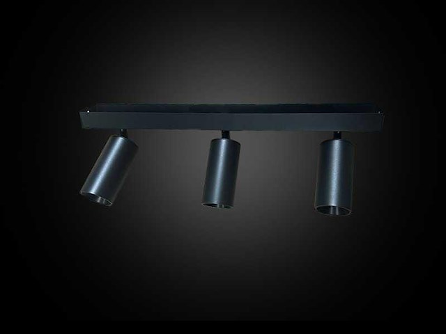 6 x gu10 opbouwspot armatuur – 3 draaibare spots – ip20 – zwart - afbeelding 3 van  4