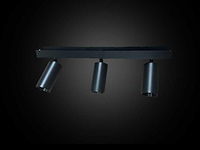 6 x gu10 opbouwspot armatuur – 3 draaibare spots – ip20 – zwart - afbeelding 3 van  4