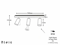 6 x gu10 opbouwspot armatuur – 3 draaibare spots – ip20 – zwart - afbeelding 4 van  4