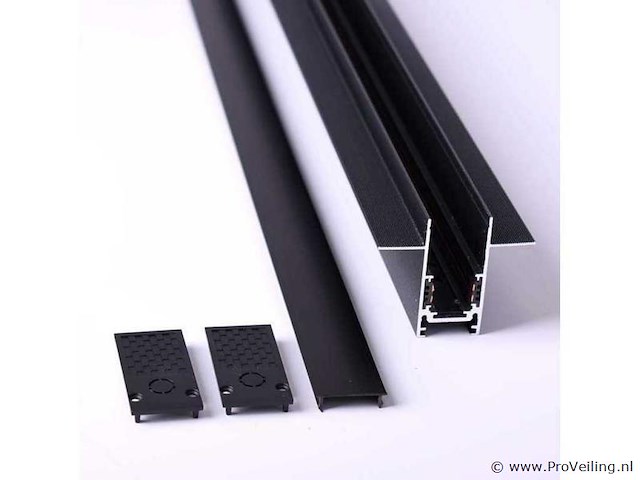 6 x inbouw magnetische rail – 20mm – 48v – 3 meter – zwart - afbeelding 3 van  5