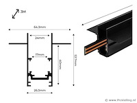 6 x inbouw magnetische rail – 20mm – 48v – 3 meter – zwart - afbeelding 5 van  5