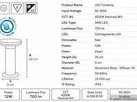 6 x led buiten sokkel lamp – 12w – 4200k neutraal wit - zwart – ip65 – dexter-2 - afbeelding 4 van  5
