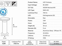 6 x led buiten sokkel lamp – 12w – 4200k neutraal wit - zwart – ip65 – dexter-2 - afbeelding 4 van  5