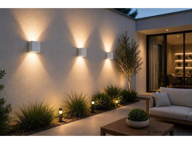 6 x led buiten wandlamp – 4w – 4200k neutraal wit - wit – ip65 – sekoya - afbeelding 1 van  5