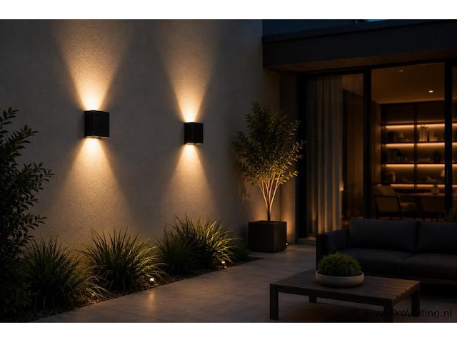 6 x led buiten wandlamp – 4w – 4200k neutraal wit - zwart – ip65 – sekoya - afbeelding 1 van  5
