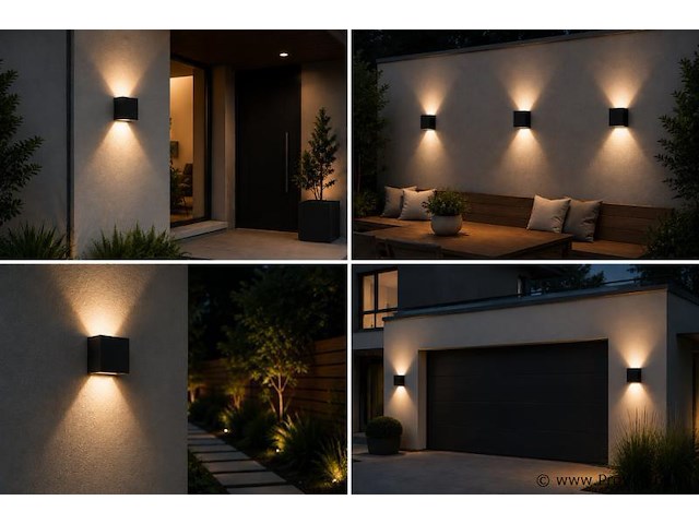 6 x led buiten wandlamp – 4w – 4200k neutraal wit - zwart – ip65 – sekoya - afbeelding 3 van  5