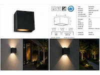 6 x led buiten wandlamp – 4w – 4200k neutraal wit - zwart – ip65 – sekoya - afbeelding 11 van  15