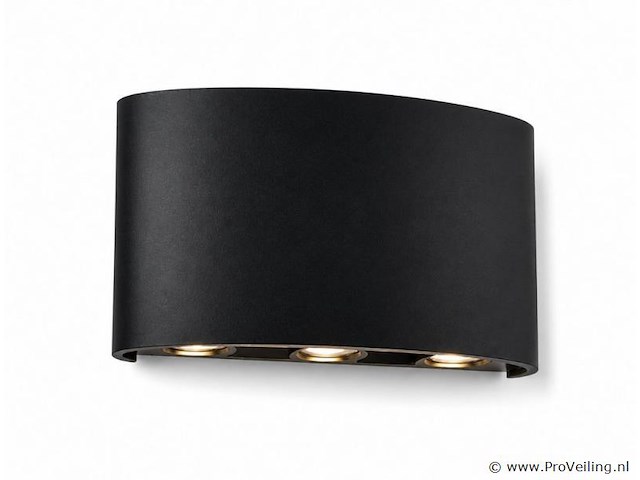 6 x led buiten wandlamp – 6w – 4200k neutraal wit - zwart – ip65 – proton-6 - afbeelding 2 van  5