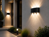6 x led buiten wandlamp – 6w – 4200k neutraal wit - zwart – ip65 – proton-6