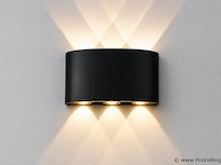 6 x led buiten wandlamp – 6w – 4200k neutraal wit - zwart – ip65 – proton-6 - afbeelding 3 van  5