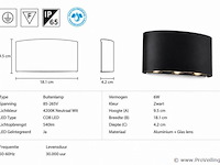 6 x led buiten wandlamp – 6w – 4200k neutraal wit - zwart – ip65 – proton-6 - afbeelding 4 van  5