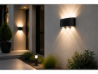 6 x led buiten wandlamp – 6w – 4200k neutraal wit - zwart – ip65 – proton-6