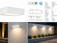 6 x led buiten wandlamp – 9w – 4200k neutraal wit - wit – ip65 – andiz - afbeelding 5 van  5