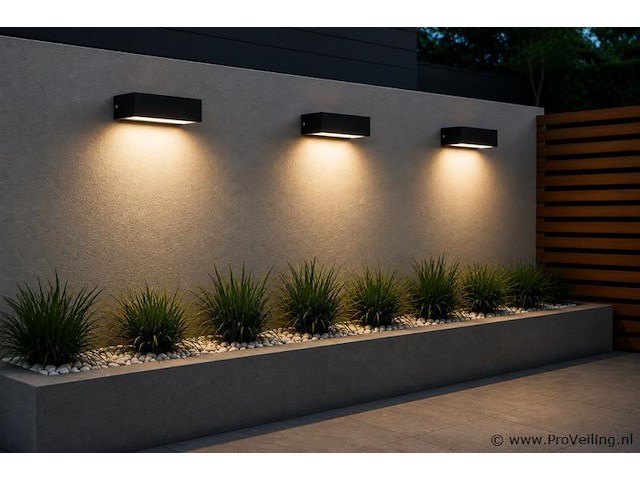 6 x led buiten wandlamp – 9w – 4200k neutraal wit - zwart – ip65 – andiz - afbeelding 1 van  5