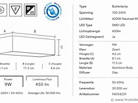 6 x led buiten wandlamp – 9w – 4200k neutraal wit - zwart – ip65 – andiz - afbeelding 4 van  5