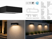 6 x led buiten wandlamp – 9w – 4200k neutraal wit - zwart – ip65 – andiz - afbeelding 5 van  5