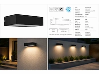 6 x led buiten wandlamp – 9w – 4200k neutraal wit - zwart – ip65 – andiz - afbeelding 7 van  15