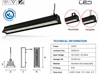 6 x led industriële hanglamp 200w – 6400k koud wit - zwart – ip20 – pyramid-200 - afbeelding 4 van  5