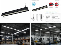6 x led industriële hanglamp 200w – 6400k koud wit - zwart – ip20 – pyramid-200 - afbeelding 5 van  5
