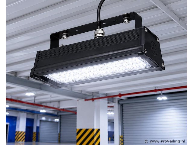 6 x led industriële hanglamp 50w – 6400k koud wit - zwart – ip20 – pyramid-50 - afbeelding 1 van  5