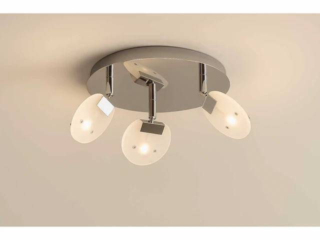6 x led plafondlamp – 3 spots – 3 x 5w – 4000k neutraal wit – zilver – hl7160l - afbeelding 2 van  4