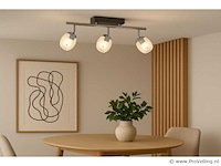 6 x led plafondlamp – 3 spots – 3 x 5w – 4000k neutraal wit – zilver – hl7163l - afbeelding 1 van  4