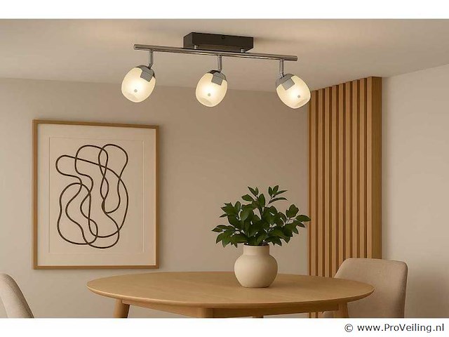 6 x led plafondlamp – 3 spots – 3 x 5w – 4000k neutraal wit – zilver – hl7163l - afbeelding 1 van  4