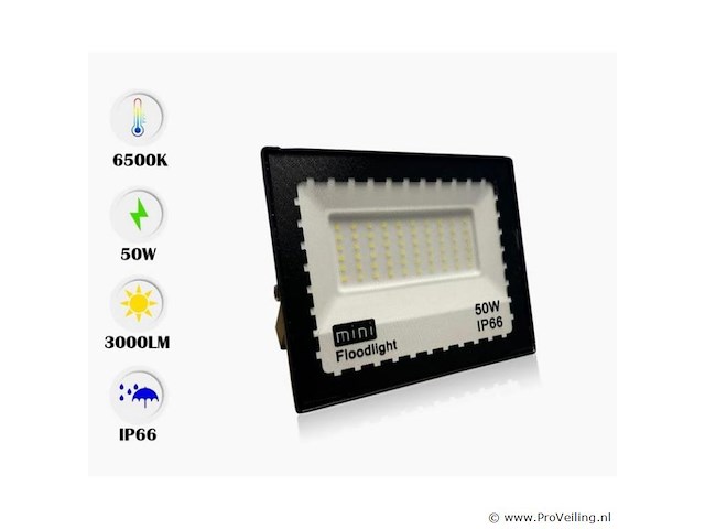 6 x led schijnwerper mini 50w – 6500k koud wit – ip65 – minions-50 - afbeelding 4 van  5